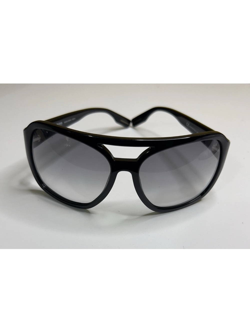 BOSS Hugo Boss Black Acetate Oversized Squared Curved Authentic Sunglasses